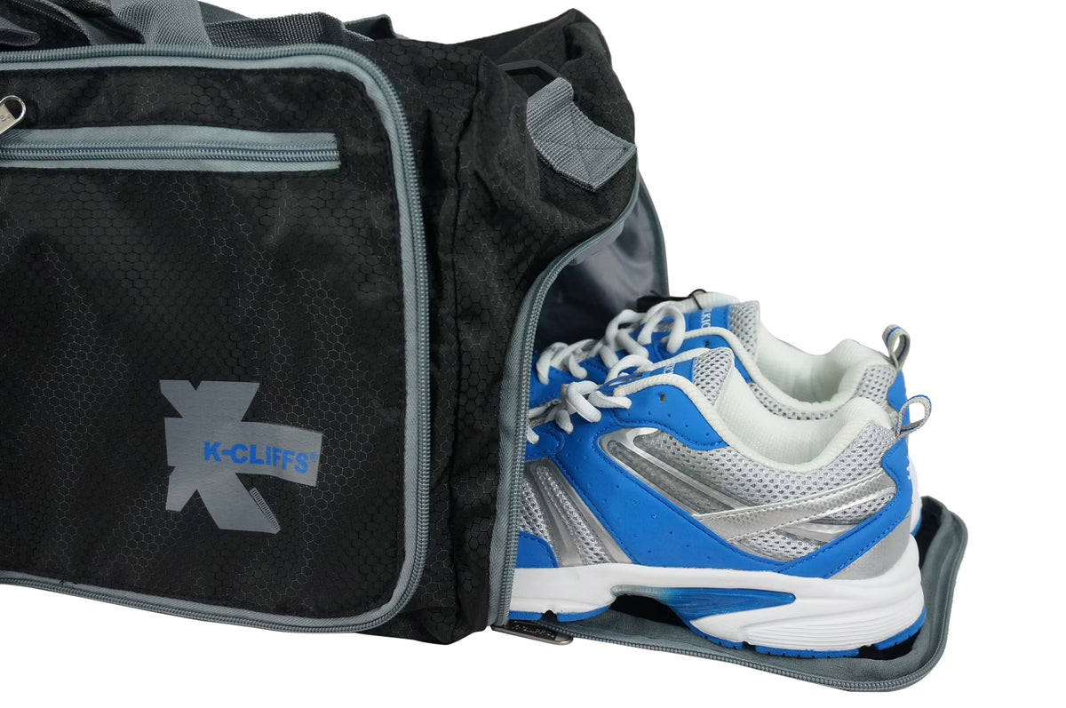 28" Foldable, Durable Duffel Bag. Lightweight Travel, Sport Gym Bag with Shoe Compartment, Black
