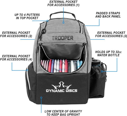 Dynamic Discs Trooper Disc Golf Backpack, Holds 18+ Discs