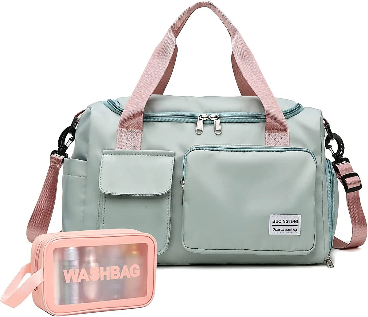 Small Gym Duffle Bag for Women Waterproof Weekender with Shoe Compart