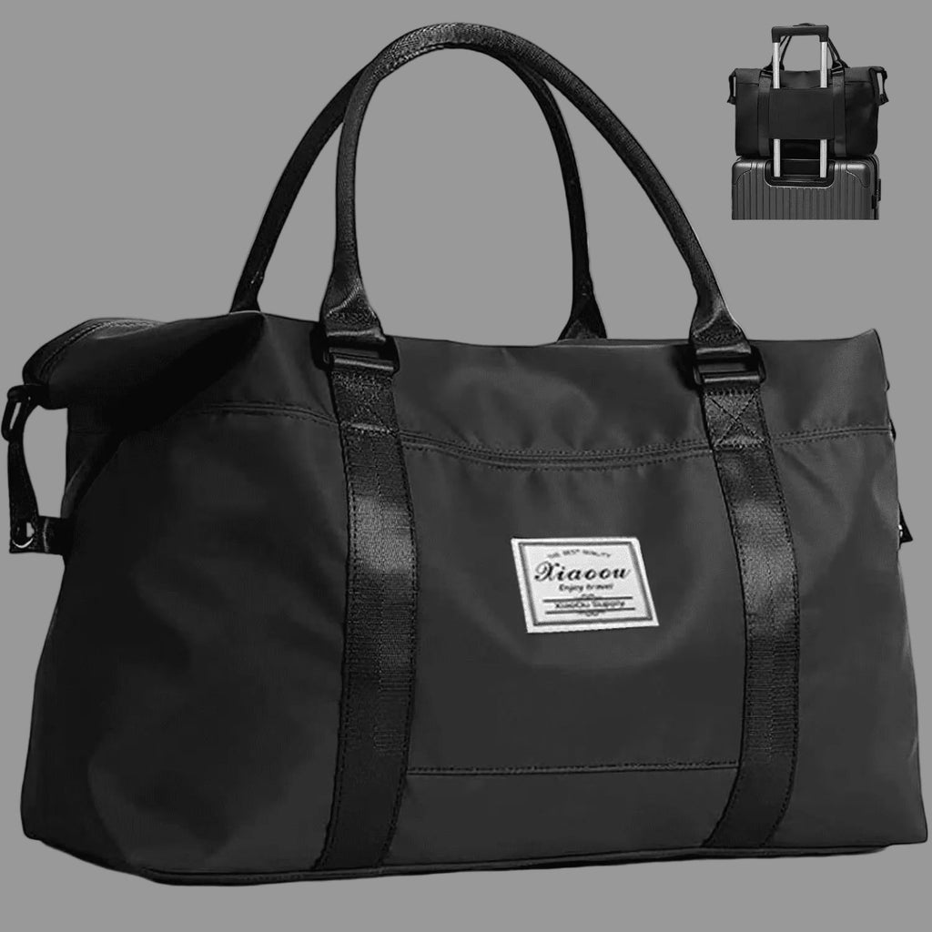 37L Travel Duffle Bag, Waterproof Weekender Carry on Tote Bags for Women, Sport Gym Bag for Men, Hospital Bag for Labor and Delivery, Overnight Luggage Bag with Trolley Sleeve Coral, Black