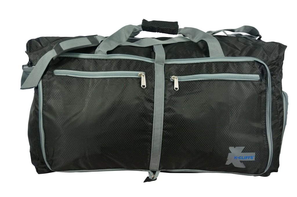 28" Foldable, Durable Duffel Bag. Lightweight Travel, Sport Gym Bag with Shoe Compartment, Black