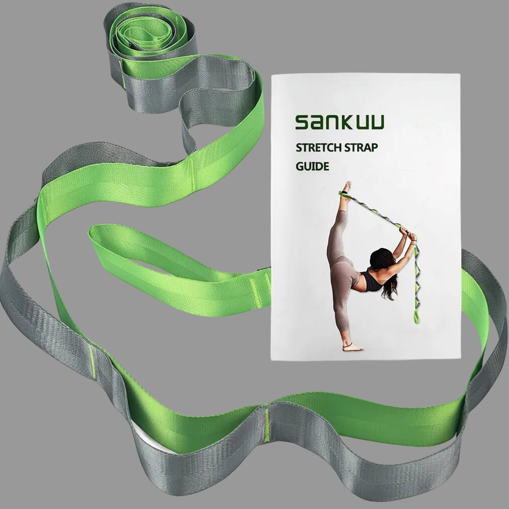 Yoga Straps Stretching Strap with 12 Loops Workout Poster, Straps for Stretching Physical Therapy Equipment Long Stretch Out Bands for Exercise, Pilates and Gymnastics for Women Men