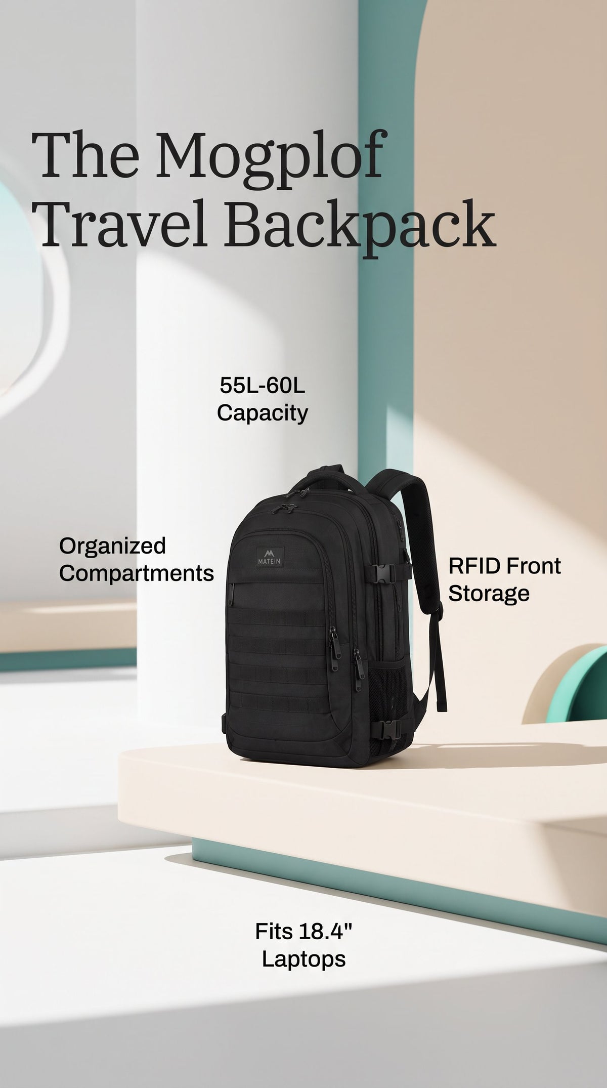 18.4 Laptop Backpack for Men, 55L-60L Extra Large Backpack