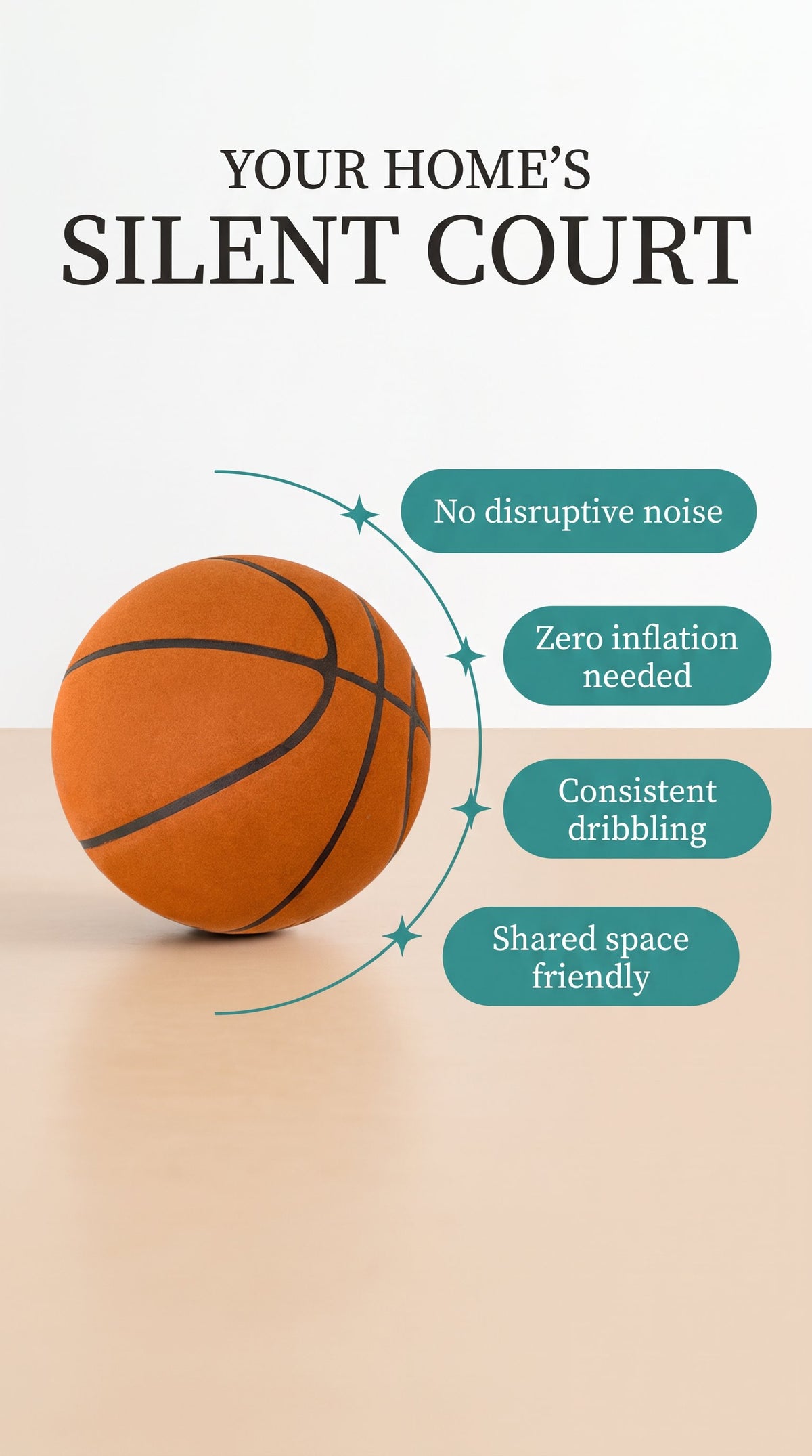 Grooved Silent Basketball 29.5''/27.9'' Foam Indoor Training Ball