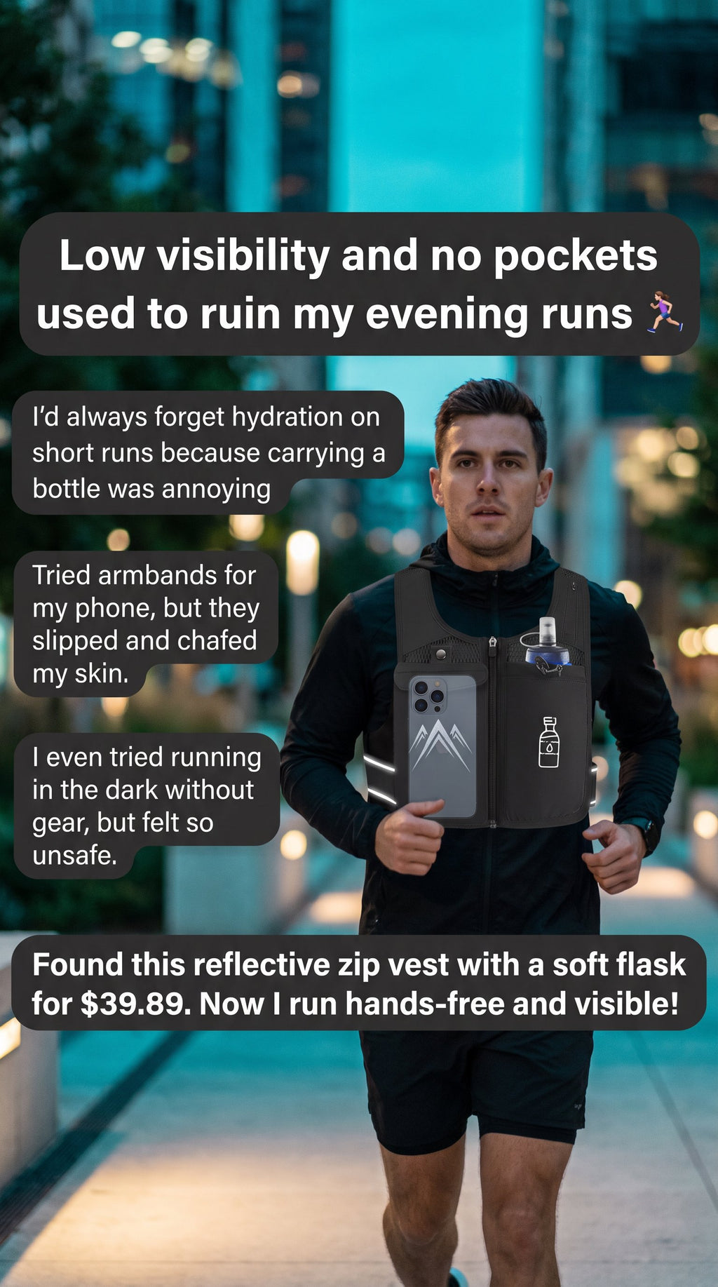 Running Vest, Zip Reflective Running Vests Men & Women
