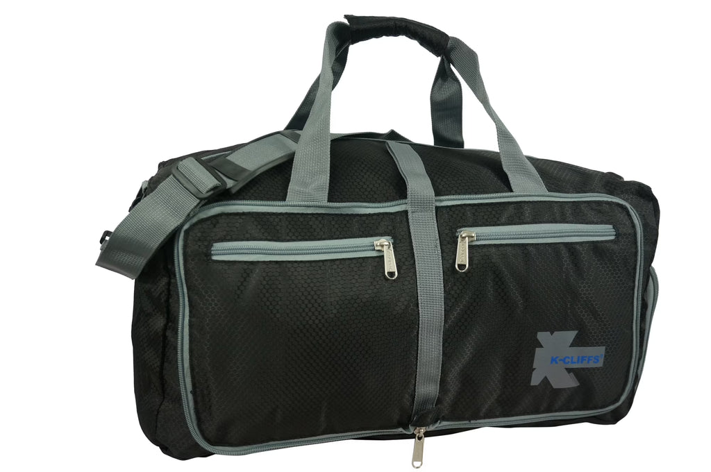 28" Foldable, Durable Duffel Bag. Lightweight Travel, Sport Gym Bag with Shoe Compartment, Black