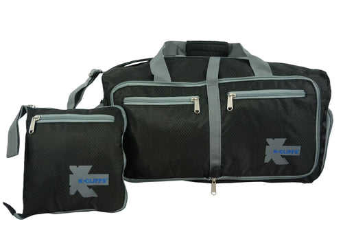 28" Foldable, Durable Duffel Bag. Lightweight Travel, Sport Gym Bag with Shoe Compartment, Black